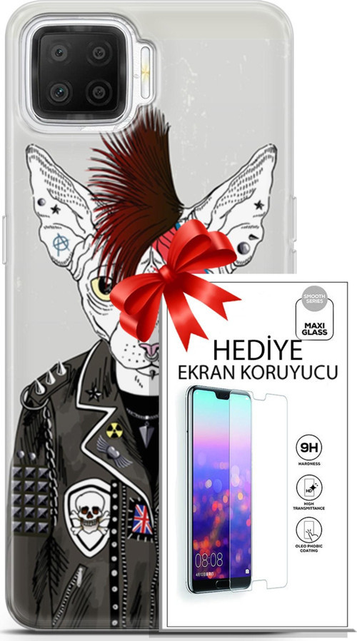 Oppo A73 Kılıf Orijinal Seri Punky 06 Punk Kedi Sfenks Koruyucu Kapak Ekran Koruyucu