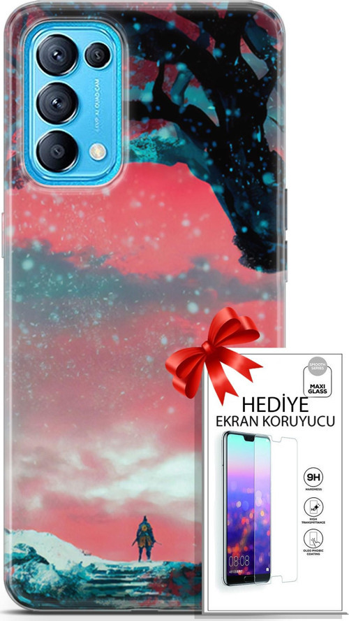 Oppo Reno 5 Pro Kılıf Orijinal Seri Algorand 23 Şövalye Telefon Kabı Ve Ekran Koruyucu