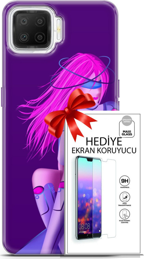 Oppo A73 Kılıf Orijinal Seri Cyberpunk 02 Pembe Saçlı Kapak Ve Ekran Koruyucu