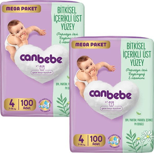 Bebek Bezi Mega Paket 4 Beden (7-14kg) 100 lü x 2 Adet