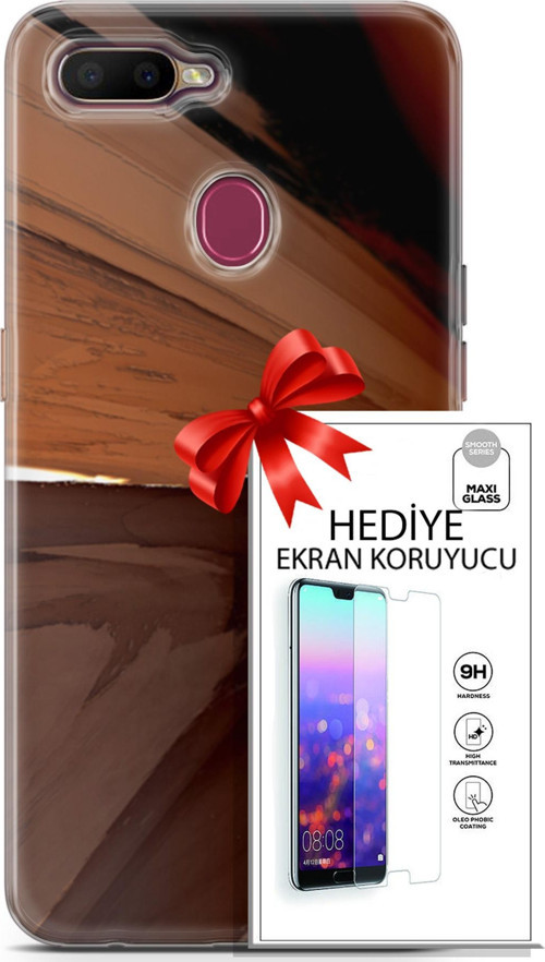 Oppo Ax7 Kılıf Orijinal Seri Nature 01 Kahverengi Tonlar Telefon Kılıfı + Ekran Koruyucu