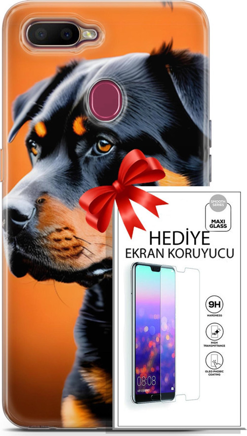 Oppo Ax7 Kılıf Orijinal Seri Dogs 23 Rottweiler Telefon Kabı Ve Ekran Koruyucu