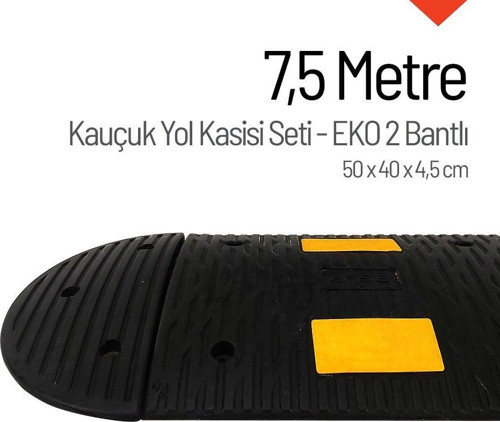 Kauçuk Hız Kesici, Yol Kasisi 50 x 40 x 4,5cm - EKO 2 Bantlı - 7,5 Metre