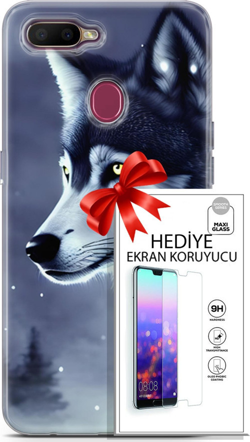 Oppo Ax7 Kılıf Orijinal Seri Dogs 06 Yalnız Kurt Koruyucu Kapak Ekran Koruyucu