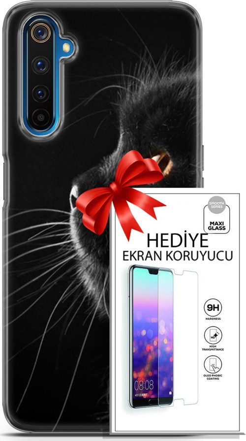 Realme 6 Pro Kılıf Orijinal Seri Scotish-British 22 Kedi Bıyık Detay Kap + Ekran Koruyucu