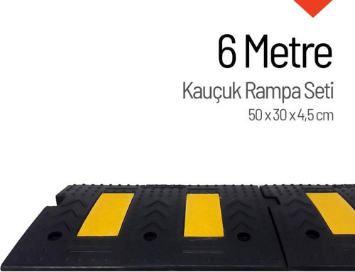 Kauçuk Rampa Set, Otopark Rampası, Kaldırım Rampası 50x30x4,5 cm 6 Metre
