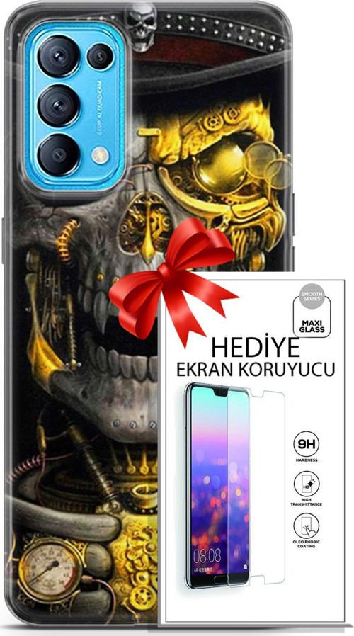 Oppo Reno 5 Pro Kılıf Orijinal Seri Pubg 22 Skeleton Kap + Ekran Koruyucu