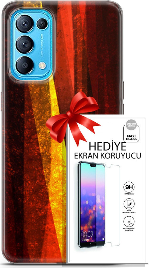 Oppo Reno 5 Pro Kılıf Orijinal Seri Nature 17 Sarı Katman Yumuşak Kılıf + Ekran Koruyucu