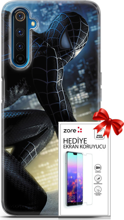 Realme 6 Pro Kılıf Orijinal Seri Supers 21 Spider Man Duvar Kağıdı Darbe Önleyici Kapak + Ön Ekran Koruyucu