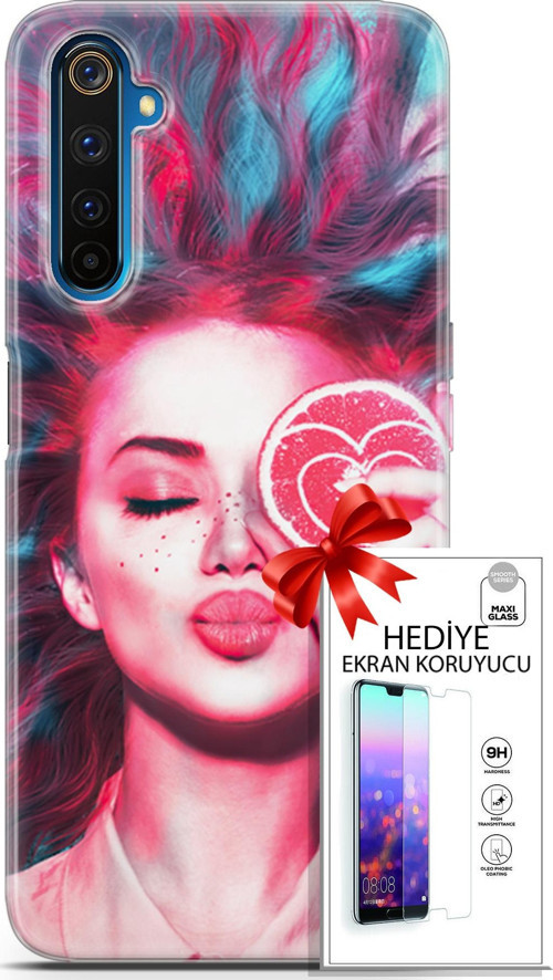 Realme 6 Pro Kılıf Orijinal Seri Algorand 08 Greyfurt Baskılı Kılıf + Ekran Koruyucu