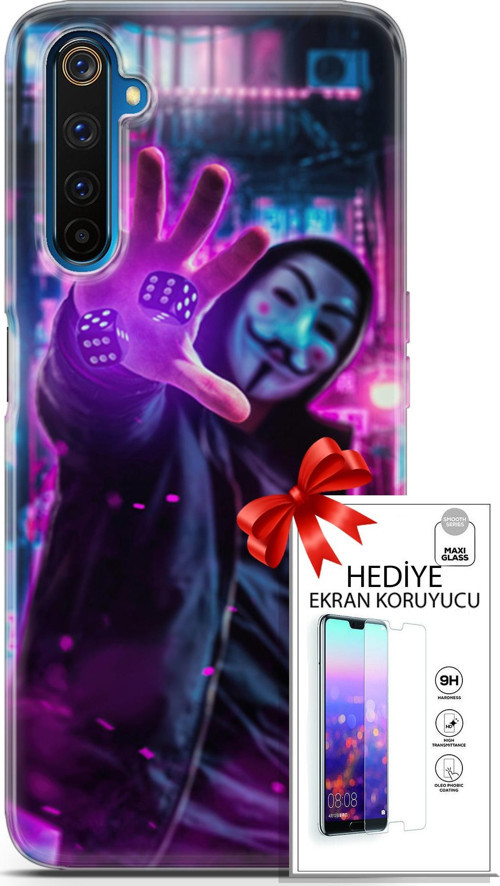 Realme 6 Pro Kılıf Orijinal Seri Algorand 04 Zarlar Silikon Kılıf + Ekran Koruyucu Full Korumaket