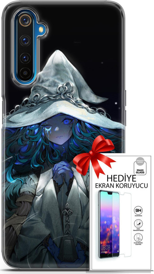 Realme 6 Pro Kılıf Orijinal Seri Cardano 28 Şapkalı Kız İz Bırakmayan Kılıf + Ön Ekran Koruyucu
