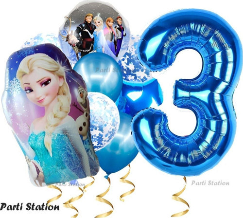 Frozen Elsa 3 Yaş Balon Set Karlar Ülkesi Frozen Elsa Konsept Doğum Günü Parti Helyum Balon Buketi