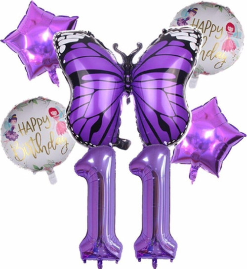 Mor Kelebek Mor Renk 11 Yaş Rakam Balon Set Doğum Günü Parti Mor Renk Helyum Balon Mor Rakam Balon