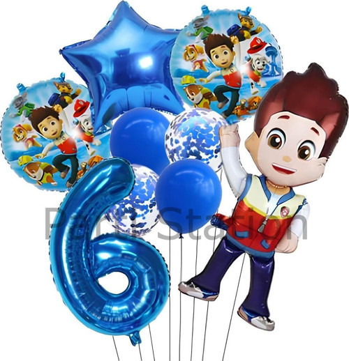 Paw Patrol Ryder 6 Yaş Lacivert Balon Set Paw Patrol Ryder Konsept Doğum Günü Parti Balon Set