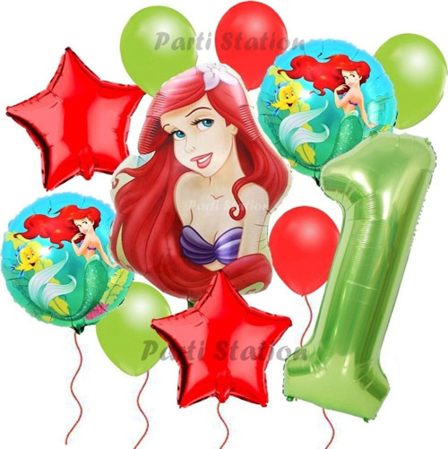 Disney Prensesi Deniz Kızı Prenses Ariel Konsept 1 Yaş Doğum Günü Balon Set Aquaman Ariel Balon Set
