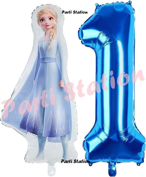 Elsa Frozen Balon 1 Yaş Doğum Günü Set Frozen Karlar Ülkesi Konsept Balon Ve Lacivert Rakam Balon