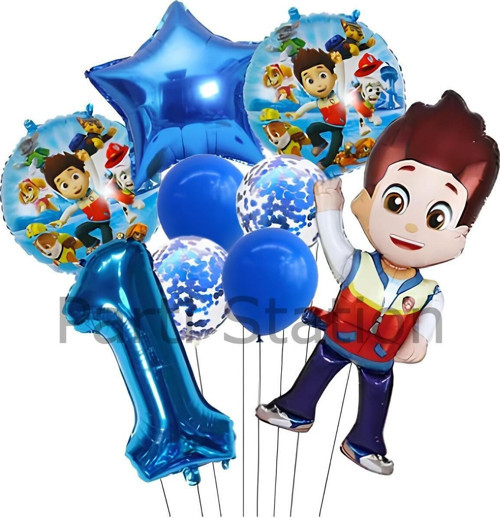 Paw Patrol Ryder 1 Yaş Lacivert Balon Set Paw Patrol Ryder Konsept Doğum Günü Parti Balon Set