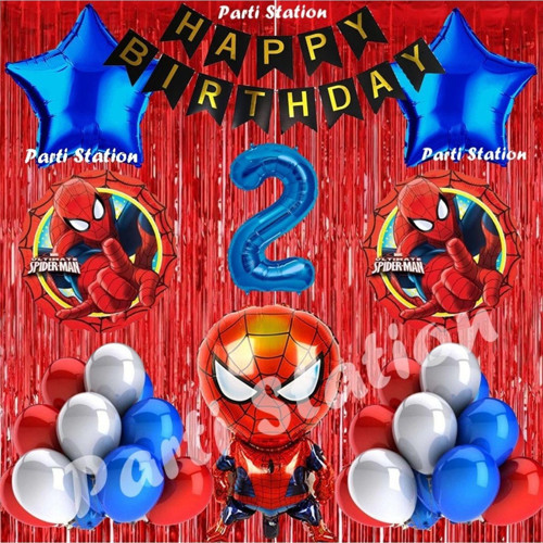 Spiderman Örümcek Adam Balon Set 2 Yaş Örümcek Adam Kırmızı Konsept Doğum Günü Parti Balon Seti