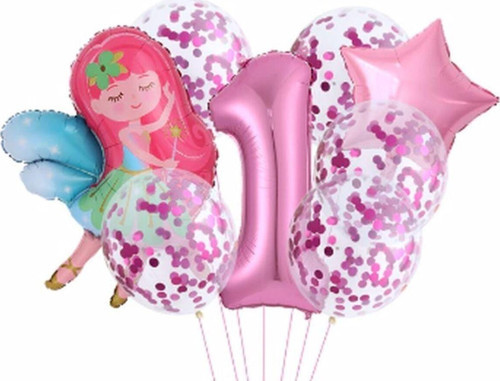 Peri Kızı Yıldız 1 Yaş Balon Set Demet Balon Folyo Set Peri Kızı Konsept Set Yaş Balon Set