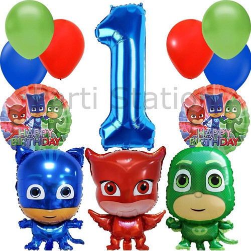 Pijamaskeliler 1 Yaş Balon Seti Pjmasks Konsept Helyum Balon Set Pijamaskeli Doğum Günü Set