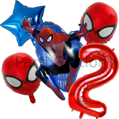 Örümcek Adam Spiderman 2 Yaş Doğum Günü Balon Set Spiderman Konsept Doğum Günü Balon Set