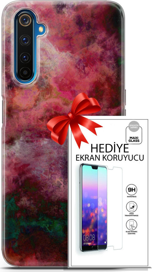 Realme 6 Pro Kılıf Orijinal Seri Nature 28 Bordo İz Bırakmayan Kılıf + Ön Ekran Koruyucu