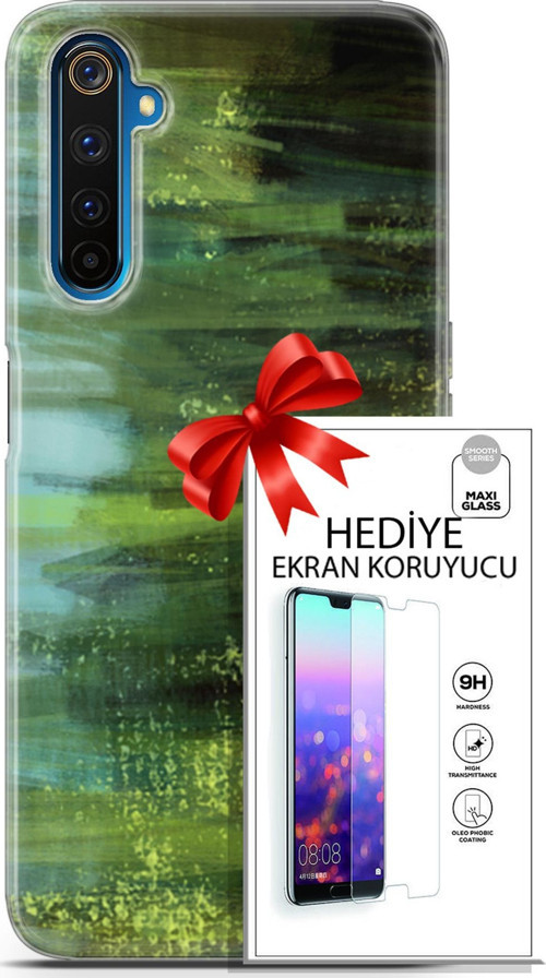 Realme 6 Pro Kılıf Orijinal Seri Nature 21 Çalılar Darbe Önleyici Kapak + Ön Ekran Koruyucu