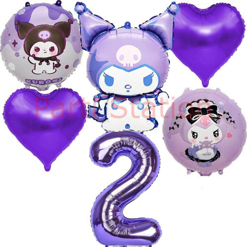 Kuromi 2 Yaş Balon Set Anime Sanrio Mymelody Cinnamonroll Hello Kitty Kuromi Konsept Doğum Günü Set