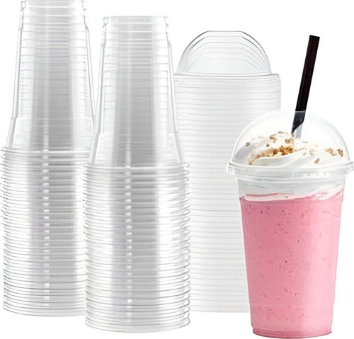 Plastik Şeffaf Bardak Milkshake Bardağı Kahve Bardağı Soğuk Içecek Tatlı Bardağı 400-450Ml 10 Adet