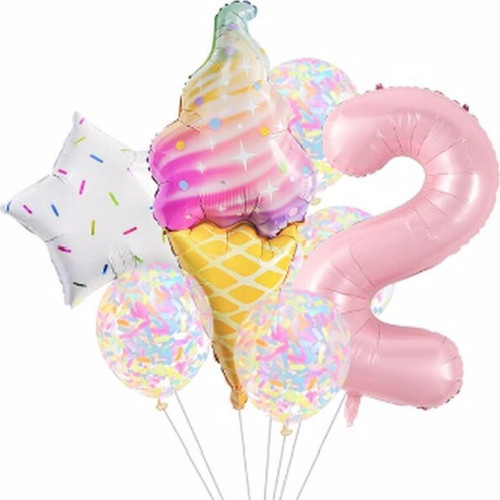 Dondurma Balon Set Yıldız Balon Folyo Set Ice Cream Dondurma Konsept Doğum Günü Set