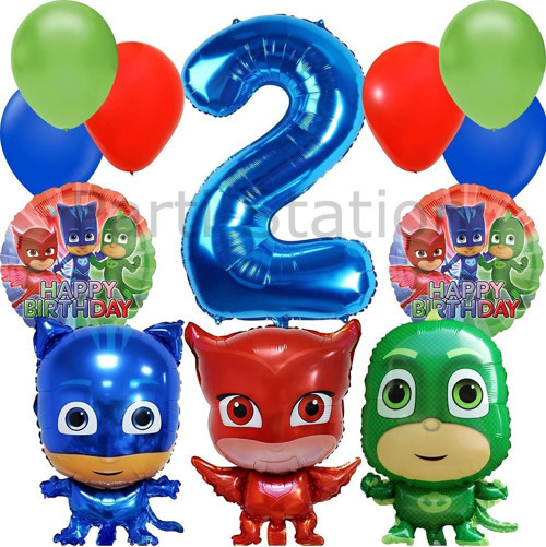 Pijamaskeliler 2 Yaş Balon Seti Pjmasks Konsept Helyum Balon Set Pijamaskeli Doğum Günü Set