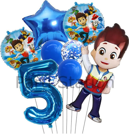 Paw Patrol Ryder 5 Yaş Lacivert Balon Set Paw Patrol Ryder Konsept Doğum Günü Parti Balon Set