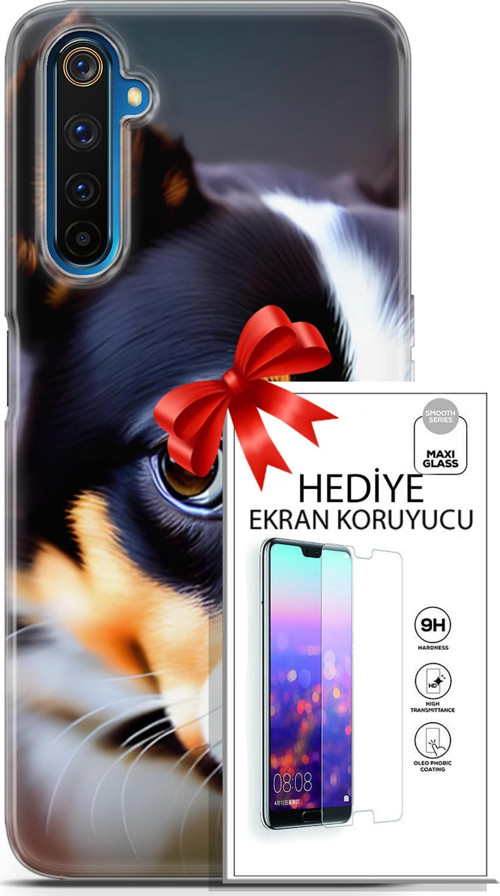 Realme 6 Pro Kılıf Orijinal Seri Dogs 11 İsviçre Bernese 4K Baskılı Kılıf + Ekran Koruyucu Full Koruma