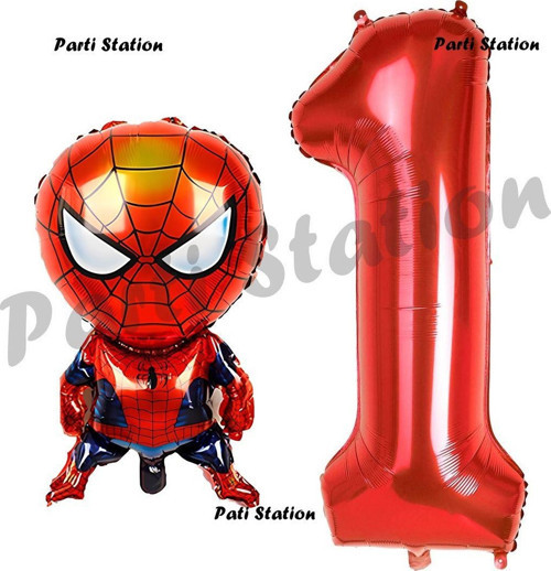 Spiderman 1 Yaş Balon Ve Kırmızı Rakam Balon Doğum Günü Parti Set Örümcek Adam Balon Set