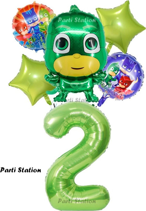 Pjmasks Kertenkele Çocuk 2 Yaş Doğum Günü Balon Set Pijamaskeliler Kertenkele Çocuk Tema Balon Set