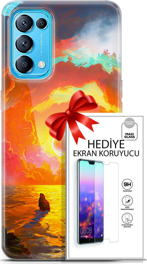 Oppo Reno 5 Pro Kılıf Orijinal Seri Neo 21 Tabancalı Darbe Önleyici Kapak + Ön Ekran Koruyucu
