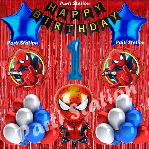 Spiderman Örümcek Adam Balon Set 1 Yaş Örümcek Adam Kırmızı Konsept Doğum Günü Parti Balon Seti