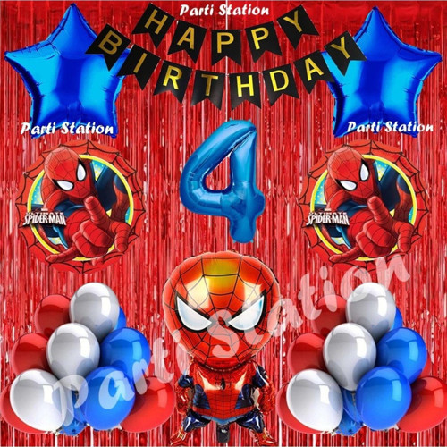 Spiderman Örümcek Adam Balon Set 4 Yaş Örümcek Adam Kırmızı Konsept Doğum Günü Parti Balon Seti