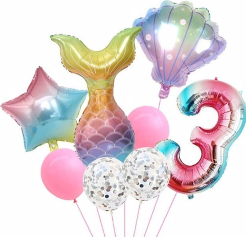 Deniz Kızı Konsept 3 Yaş Balon Deniz Kızı Doğum Günü Set Yaş Balon