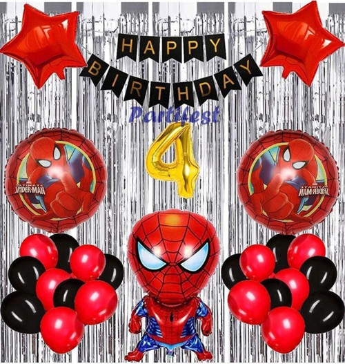 Spiderman Örümcek Adam Balon Set Balon Folyo Set Spiderman Konsept Doğum Günü Set 4 Yaş Balon