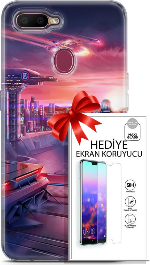 Oppo Ax7 Kılıf Orijinal Seri Cyberpunk 13 Dünya Dışı Case Kapak Ekran Koruyucu