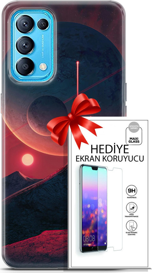 Oppo Reno 5 Pro Kılıf Orijinal Seri Neo 19 Iron Man Tam Koruma Kılıf + Ekran Koruyucu