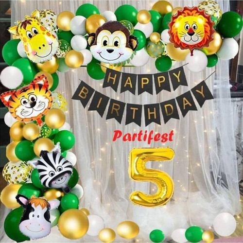 Safari Hayvanlar 5 Yaş Balon Set Safari Konsept Helyum Balon Set Safari Doğum Günü Set