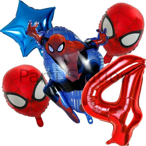 Örümcek Adam Spiderman 4 Yaş Doğum Günü Balon Set Spiderman Konsept Doğum Günü Balon Set