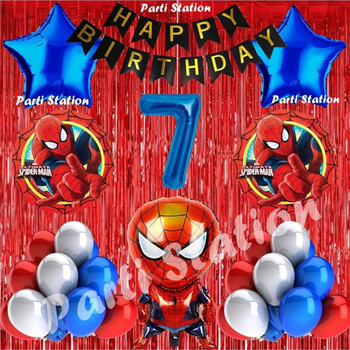 Spiderman Örümcek Adam Balon Set 7 Yaş Örümcek Adam Kırmızı Konsept Doğum Günü Parti Balon Seti