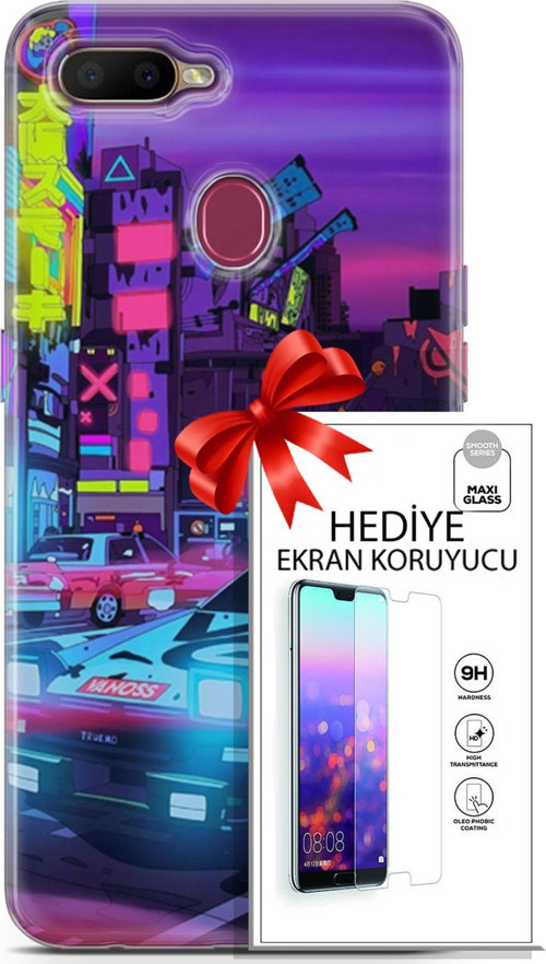 Oppo Ax7 Kılıf Orijinal Seri Cyberpunk 28 Gaming Vg İz Bırakmayan Kılıf + Ön Ekran Koruyucu