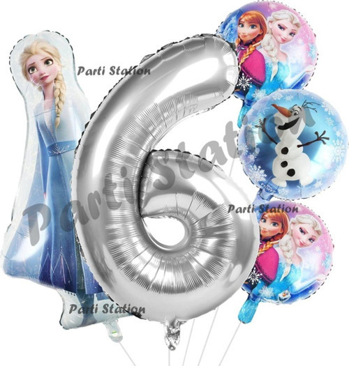 Frozen Balon 1 Yaş Doğum Günü Set Frozen Elsa Karlar Ülkesi Konsept Balon Ve Gümüş Rakam Balon