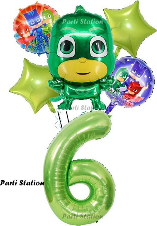 Pjmasks Kertenkele Çocuk 6 Yaş Doğum Günü Balon Set Pijamaskeliler Kertenkele Çocuk Tema Balon Set