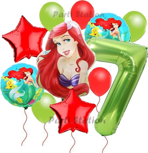 Disney Prensesi Deniz Kızı Prenses Ariel Konsept 7 Yaş Doğum Günü Balon Set Aquaman Ariel Balon Set